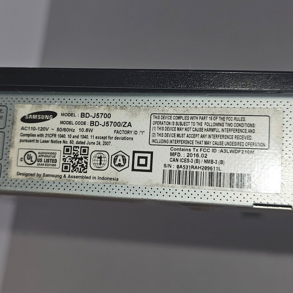 Samsung BD-J5700 Blu-ray Player 1080p Full HD Wi-Fi‎ Streaming No Remote Tested - Picture 2 of 6